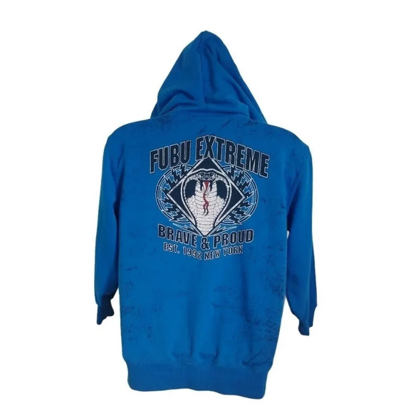 Fubu The Collection Zippered Hoodie, Blue, S - Picture 3 of 6